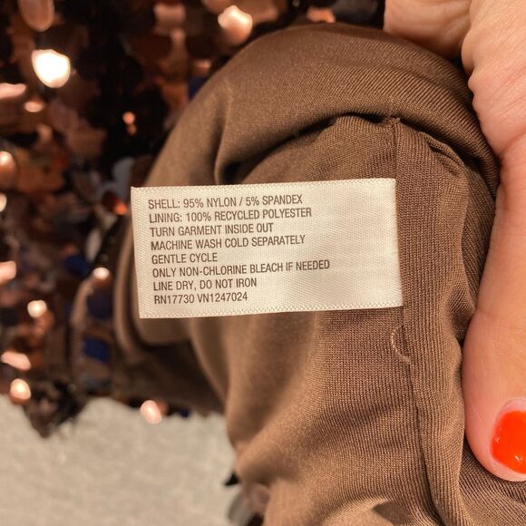 New A New Day Dress Women M Medium Brown Shift Short Sequin Sleeveless Lined - Picture 8 of 11